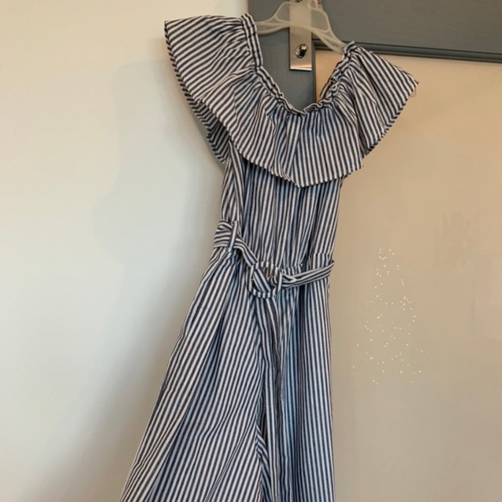 Vestique Striped Off the Shoulder Jumpsuit